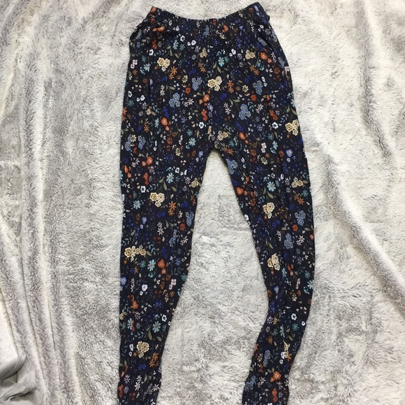 H&M Pants - Deep Navy blue floral pattern Jogger style pants